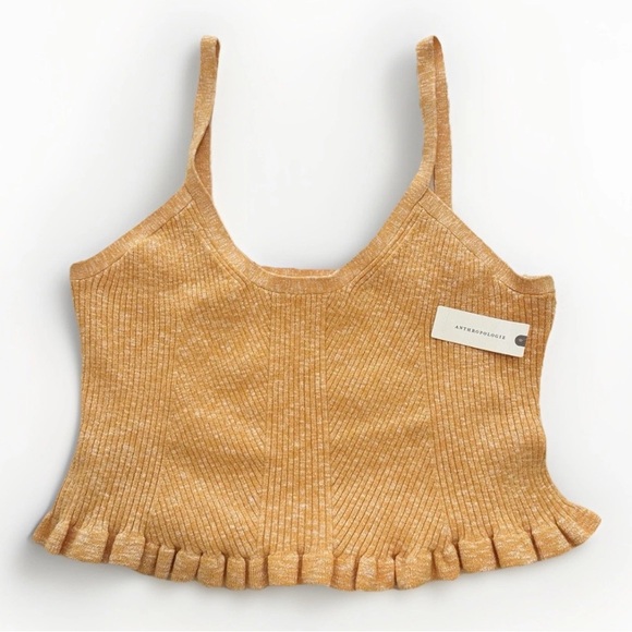 Anthropologie Tops - Anthropologie Women’s‎ Knit Top V-Neck Peplum Sz Large— Orange Creamsicle- NWT